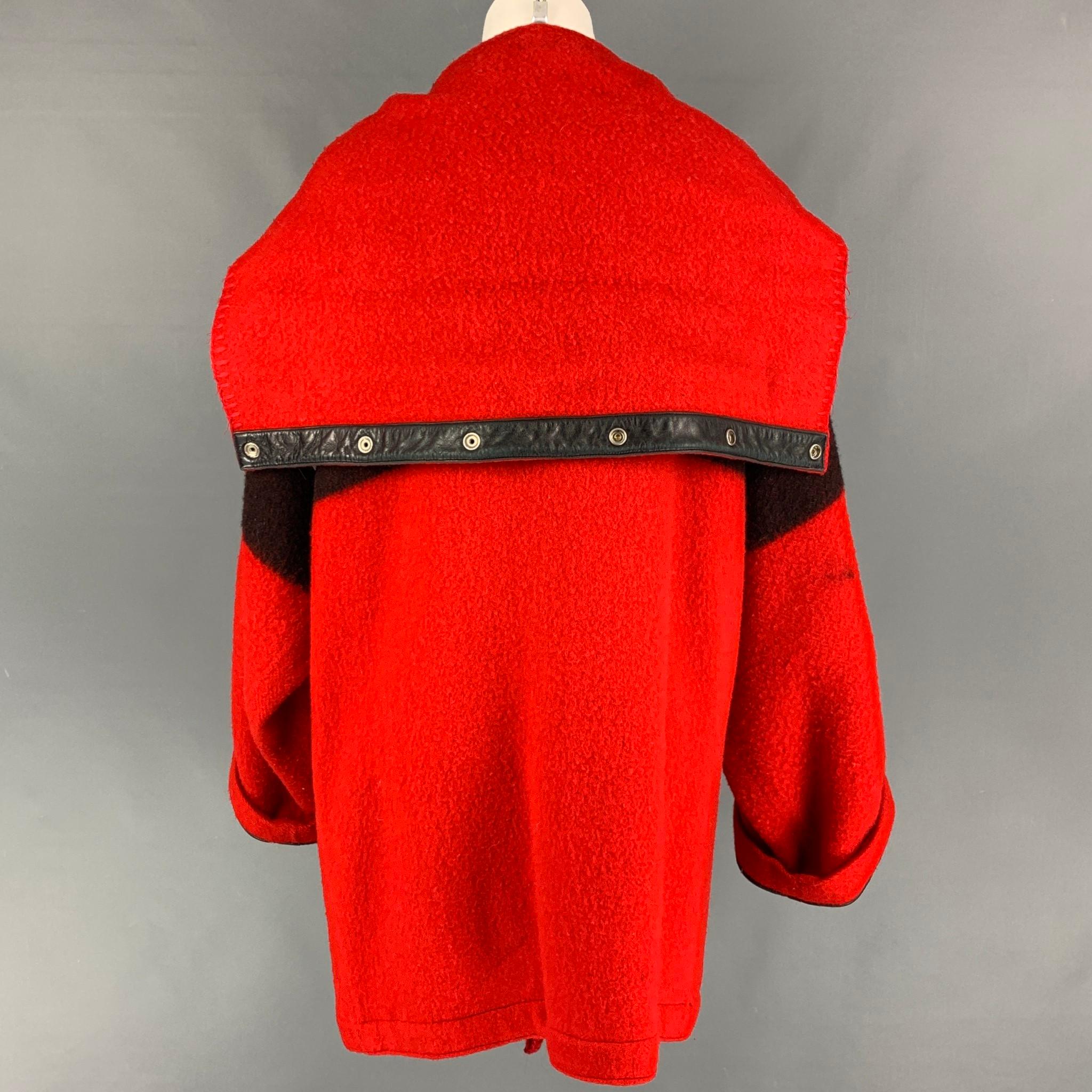 Women's Vintage JEAN-CHARLES DE CASTELBAJAC Size One Size Red Black Wool Oversized Coat