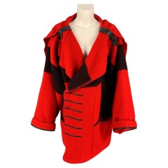 Vintage JEAN-CHARLES DE CASTELBAJAC Size One Size Red Black Wool Oversized Coat