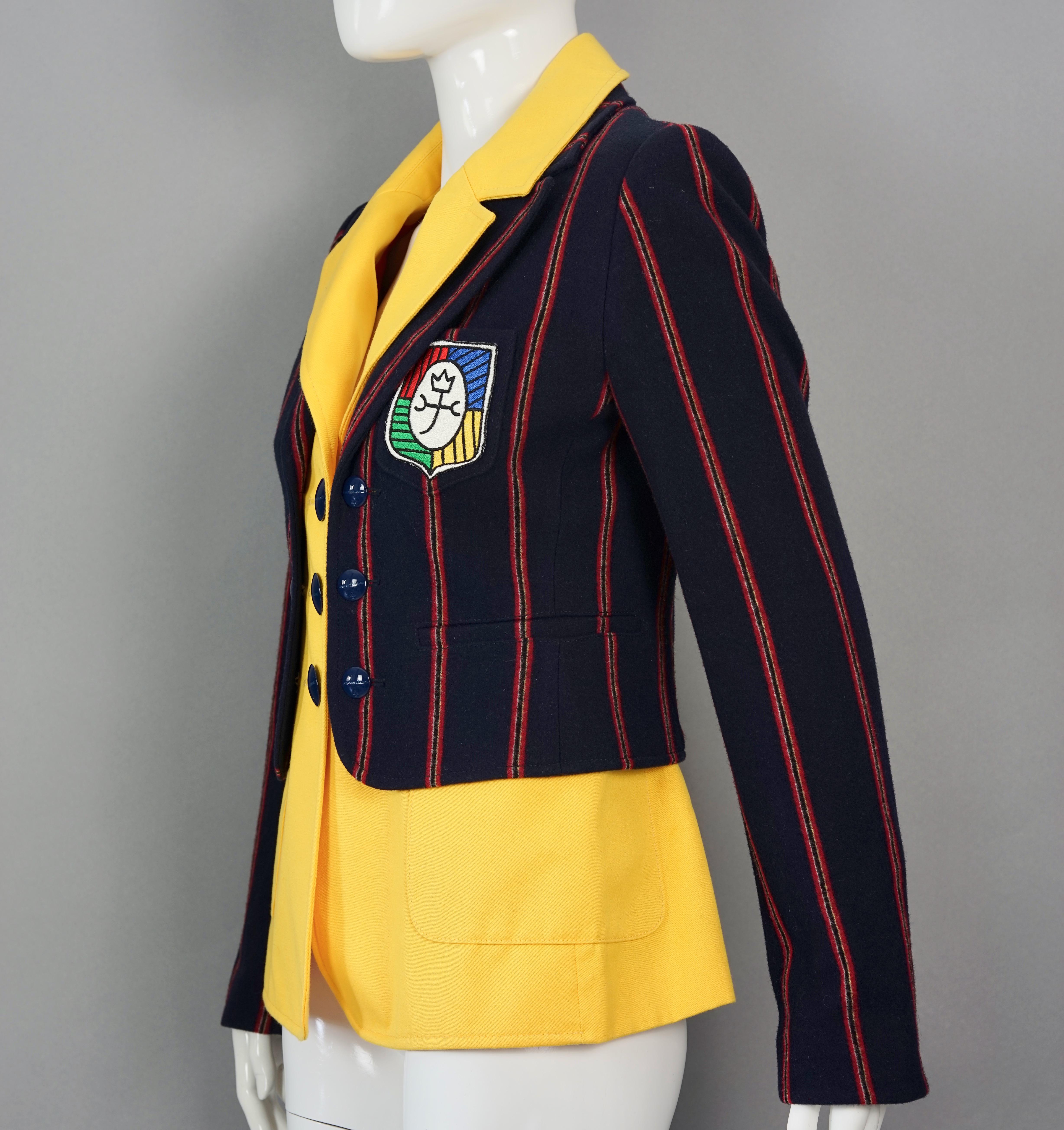 Vintage JEAN CHARLES De CASTELBAJAC Trompe L'oeil College Blazer Jacket

Measurements taken laid flat, please double bust and waist:
Shoulder: 15.35 inches (39 cm)
Sleeves: 24.40 Inches (62 cm)
Bust: 17.71 inches (45 cm)
Waist: 15.74 inches (40