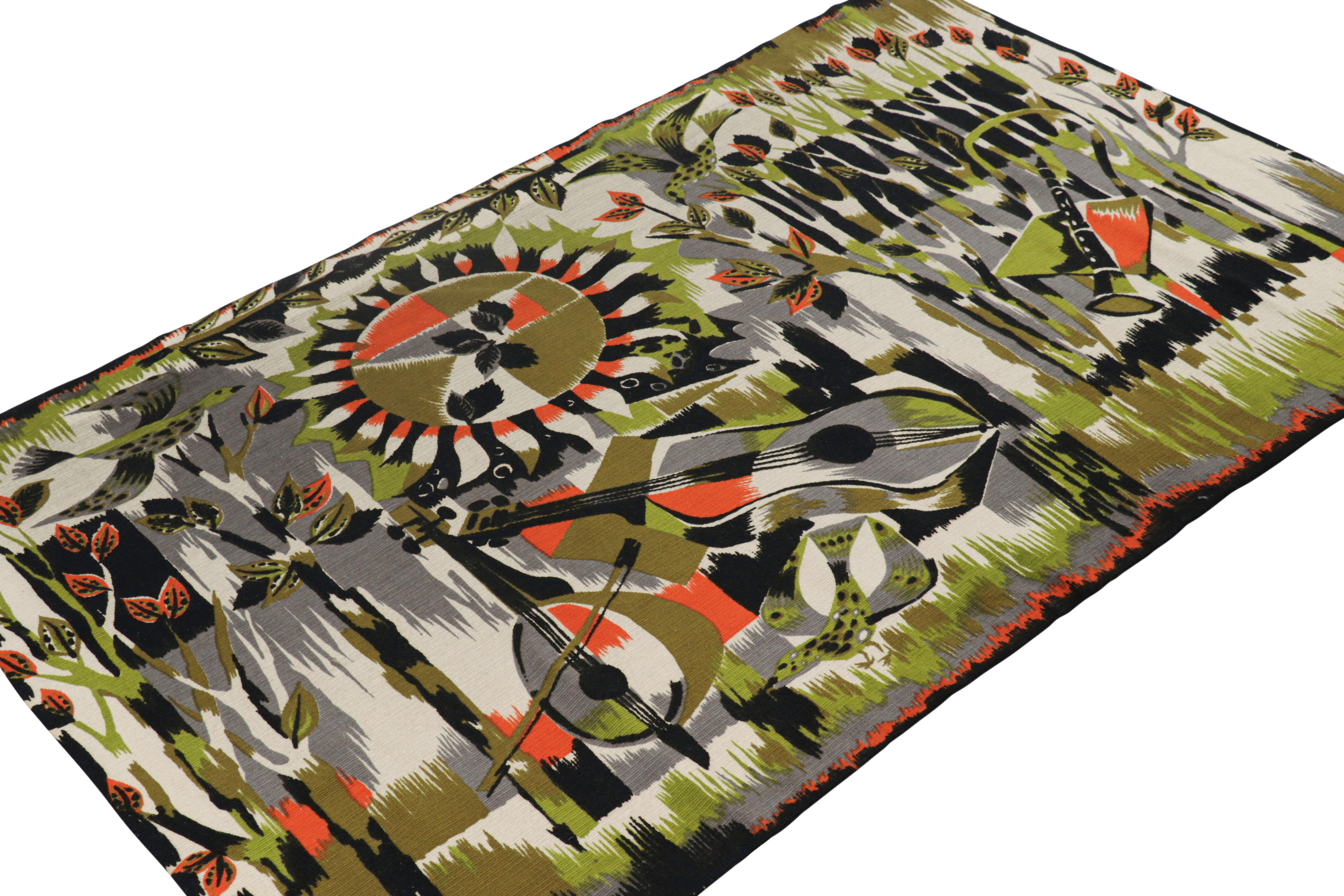 French Vintage Jean Claude Bissery Pictorial Tapestry “Musique champêtre”  Rug & Kilim For Sale