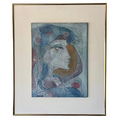 Retrato vintage de Jean-Claude Gaugy, óleo sobre tabla, firmado, 1987, enmarcado, Francia