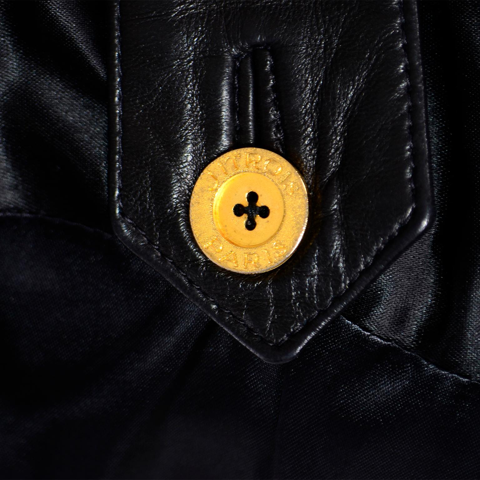 Vintage Jean-Claude Jitrois Black Leather Pants & Vest Sheer Silk Cutout Detail 5