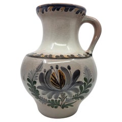 Vintage Jean De Lespinasse Hand-Painted Ceramic Pitcher Vase, France