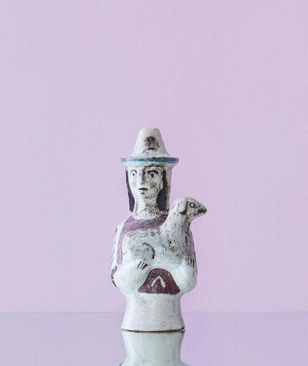 Jean Derval
France, 1950s

Ceramic figure of woman holding a lamb.

Size: H 28 x Ø 13 cm.
  