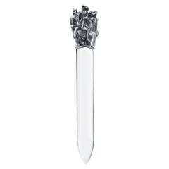 Vintage Jean Filhos Christofle Sterling Letter Opener disegnato con figure astratte