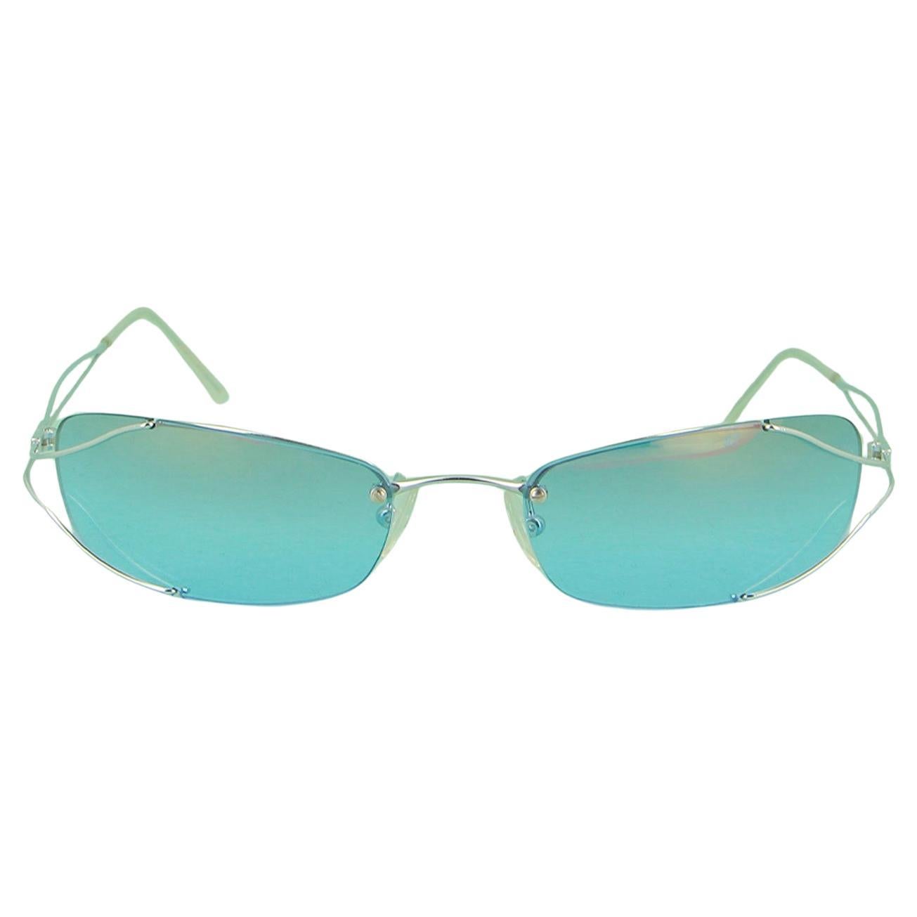 Vintage Jean-François Rey Late 1990s Blue Tinted Wraparound Sunglasses