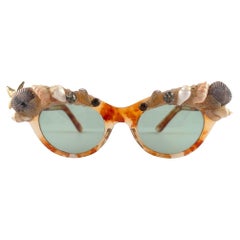 Vintage JEAN LONVERT For Kems Cat Eye Shells 1980's Sunglasses Made In France.