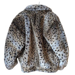 Vintage Jean Louis de Paris Faux Fur Leopard Print Jacket - Shawl Collar