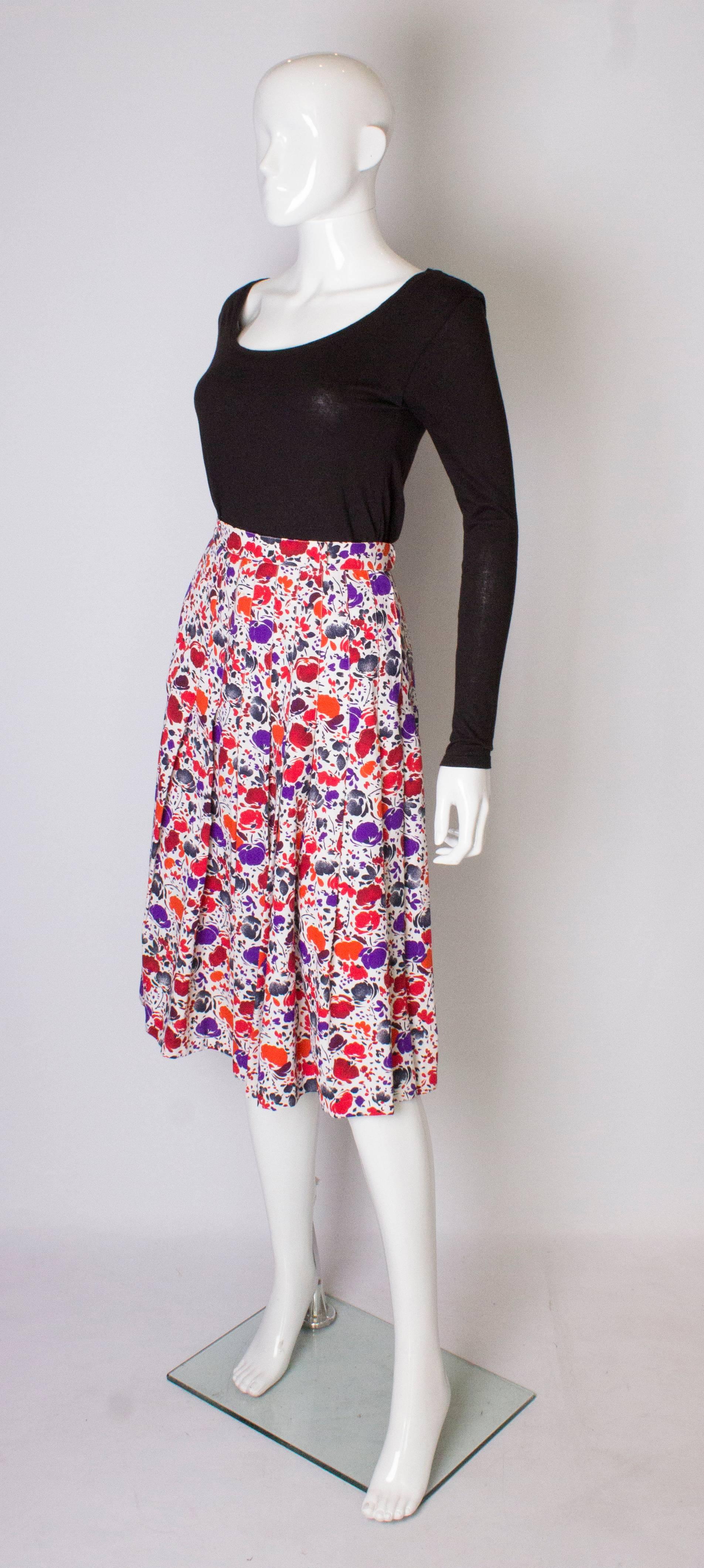 Gray A vintage 1980s floral printed pleated numbered Skirt by Jean Louis Scherer