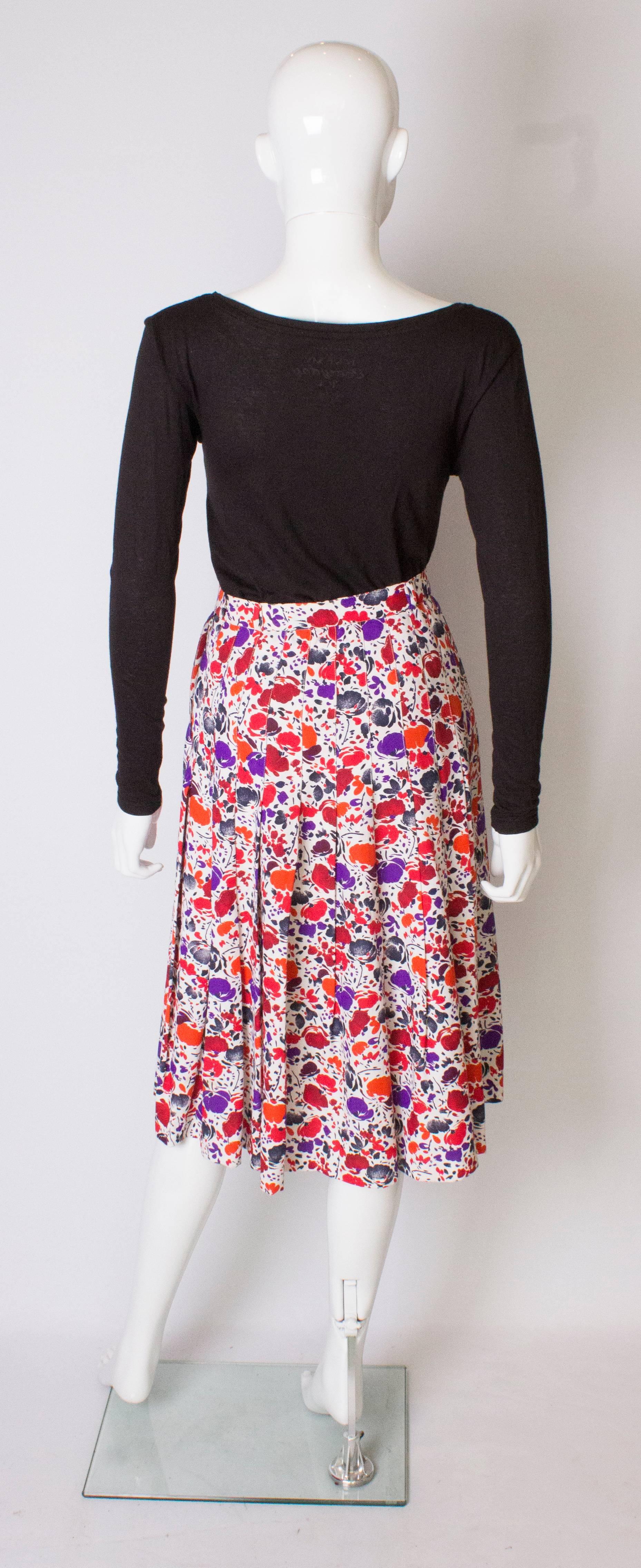 A vintage 1980s floral printed pleated numbered Skirt by Jean Louis Scherer 2