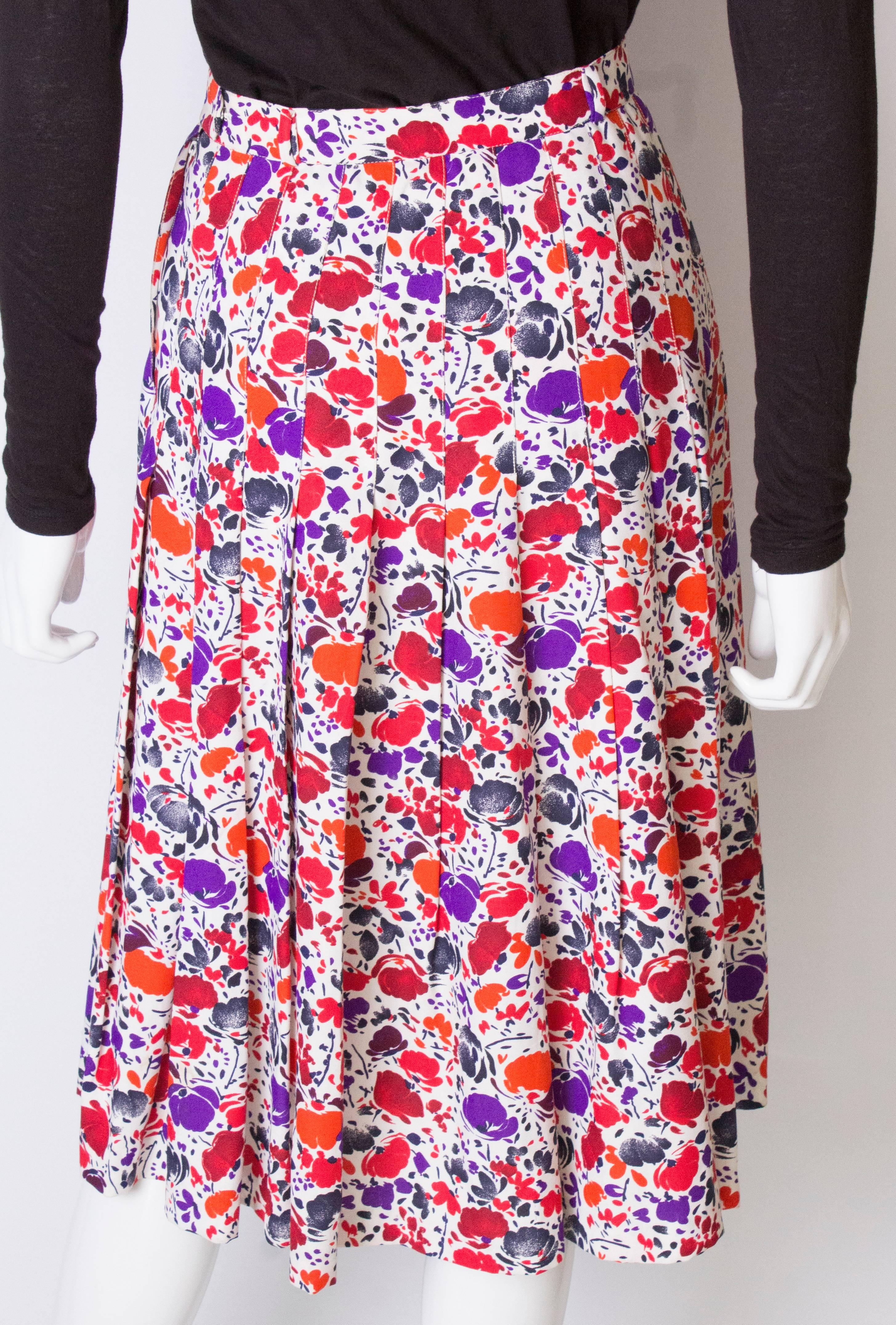 A vintage 1980s floral printed pleated numbered Skirt by Jean Louis Scherer 3