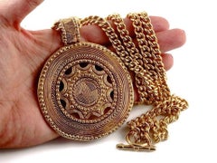 Vintage JEAN LOUIS SCHERRER by Robert Goossens Aztec Medallion Disc Necklace