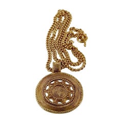 Vintage JEAN LOUIS SCHERRER by Robert Goossens Aztec Medallion Disc Necklace
