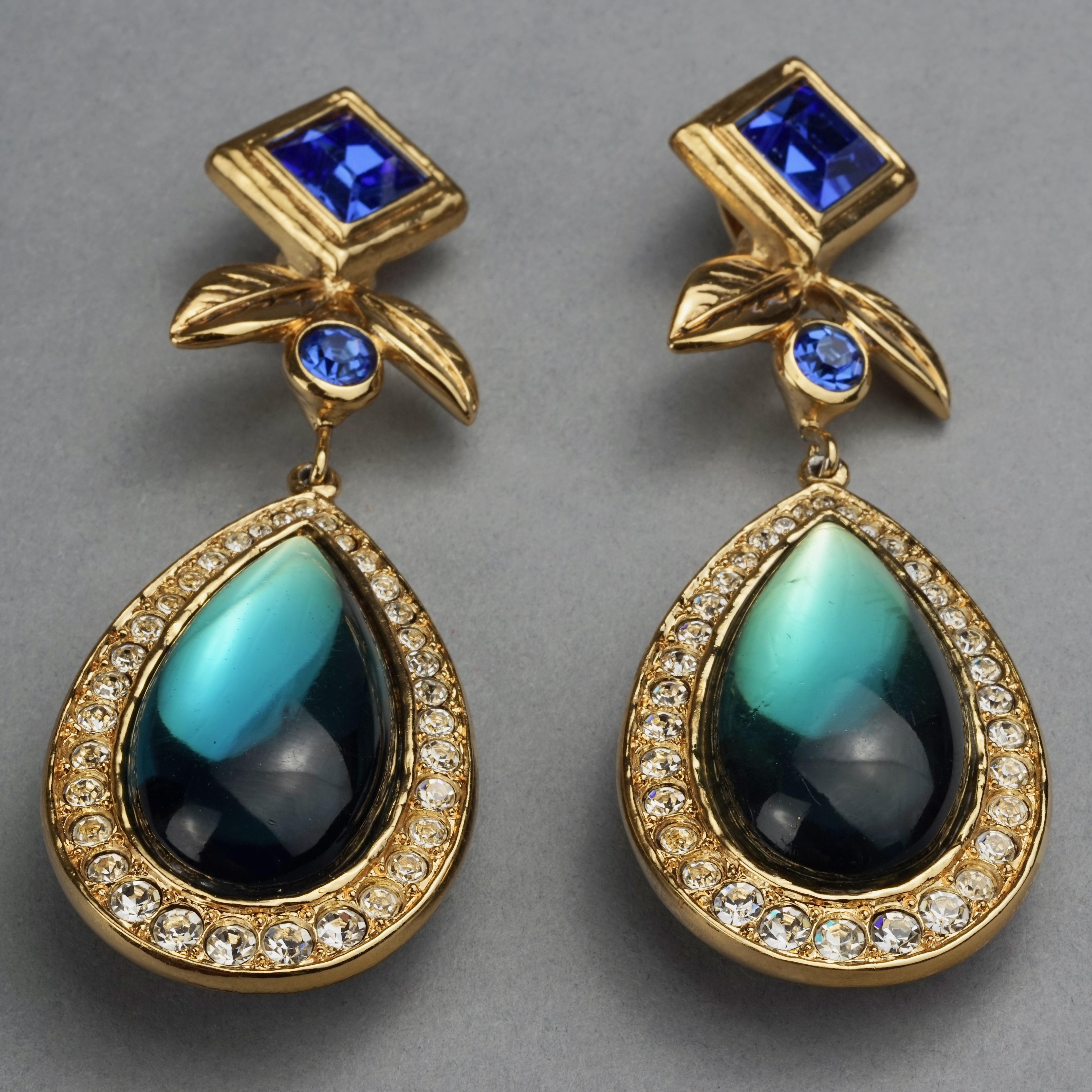 Vintage JEAN LOUIS SCHERRER Geometric Jeweled Drop Earrings In Excellent Condition For Sale In Kingersheim, Alsace
