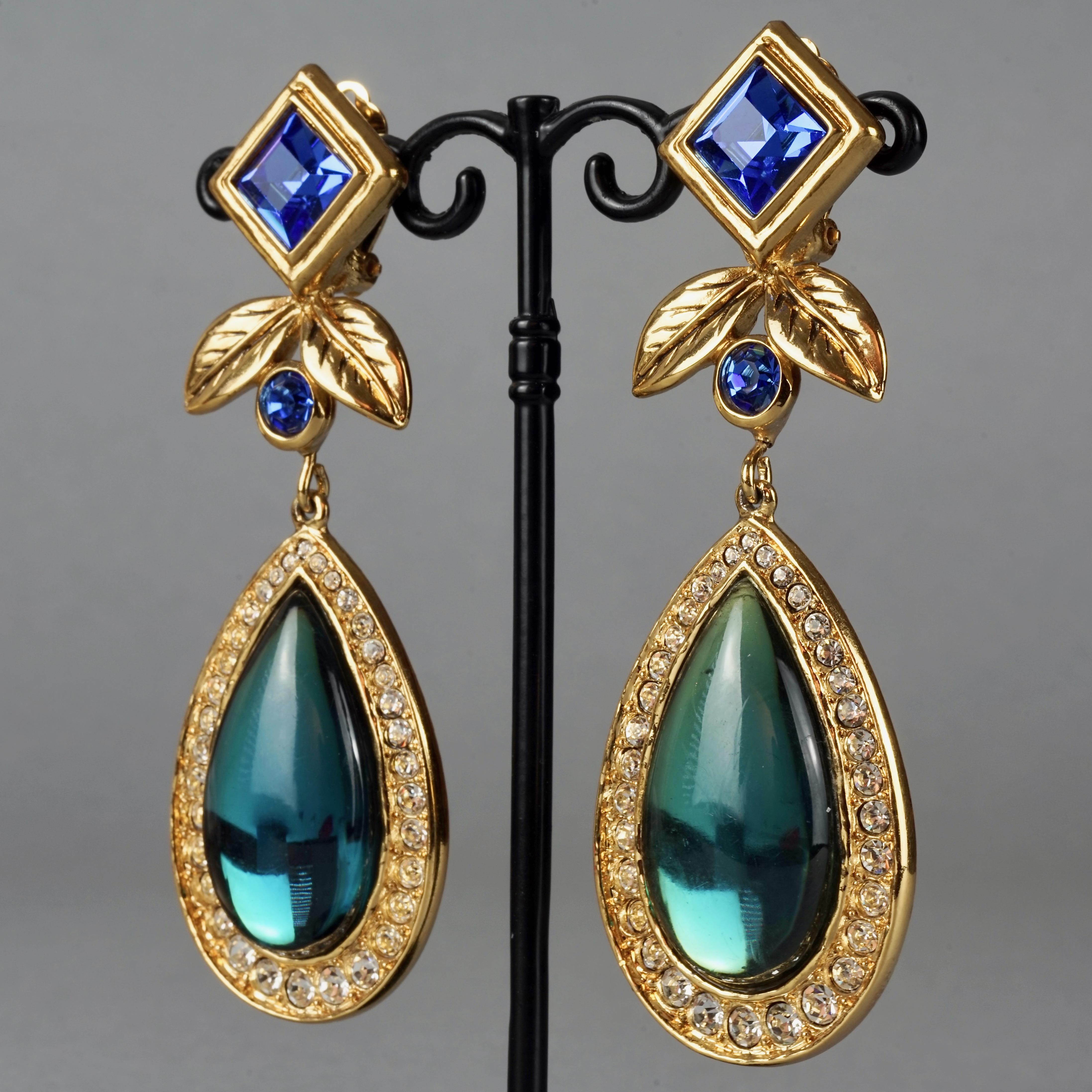 Vintage JEAN LOUIS SCHERRER Geometric Jeweled Drop Earrings For Sale 1