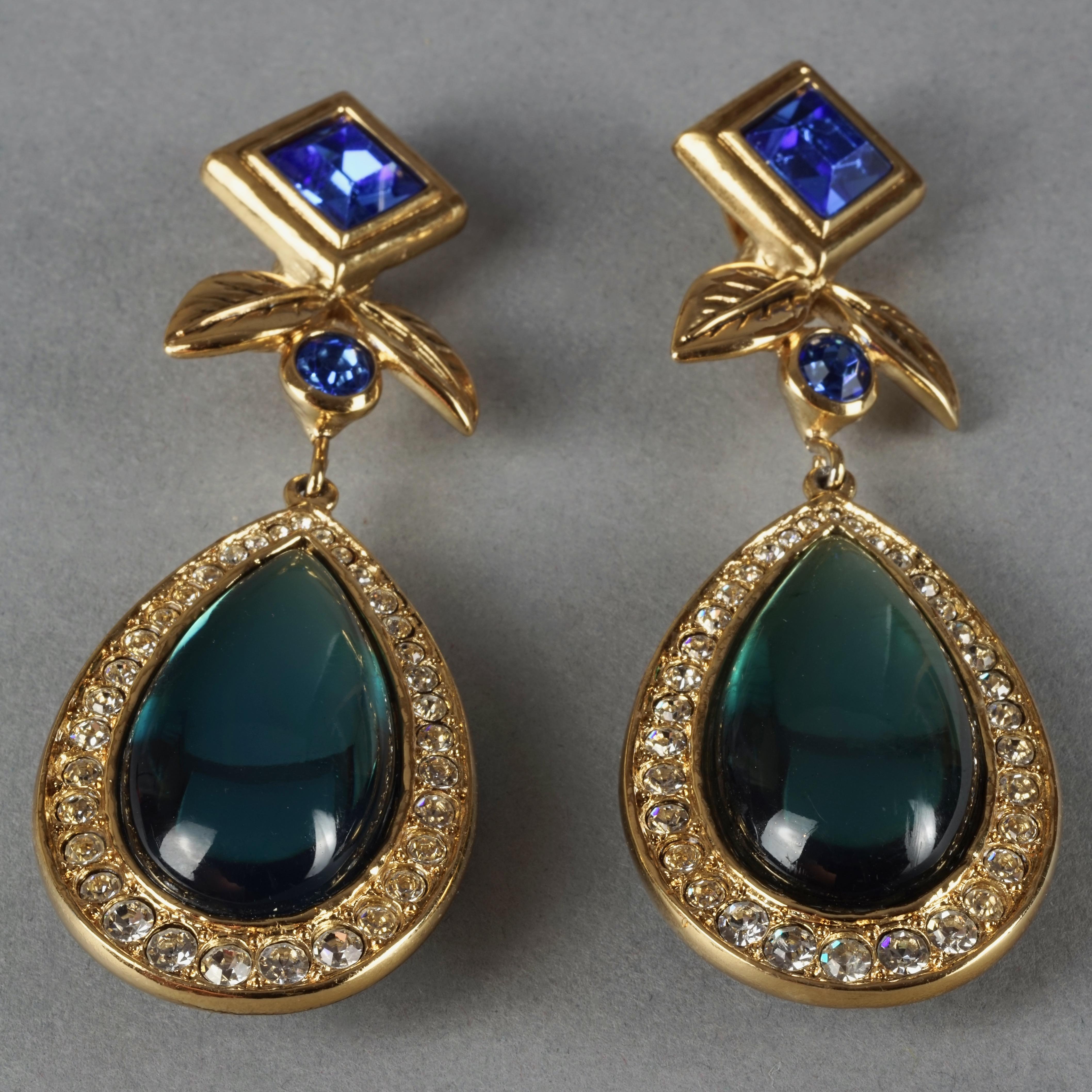 Vintage JEAN LOUIS SCHERRER Geometric Jeweled Drop Earrings For Sale 4
