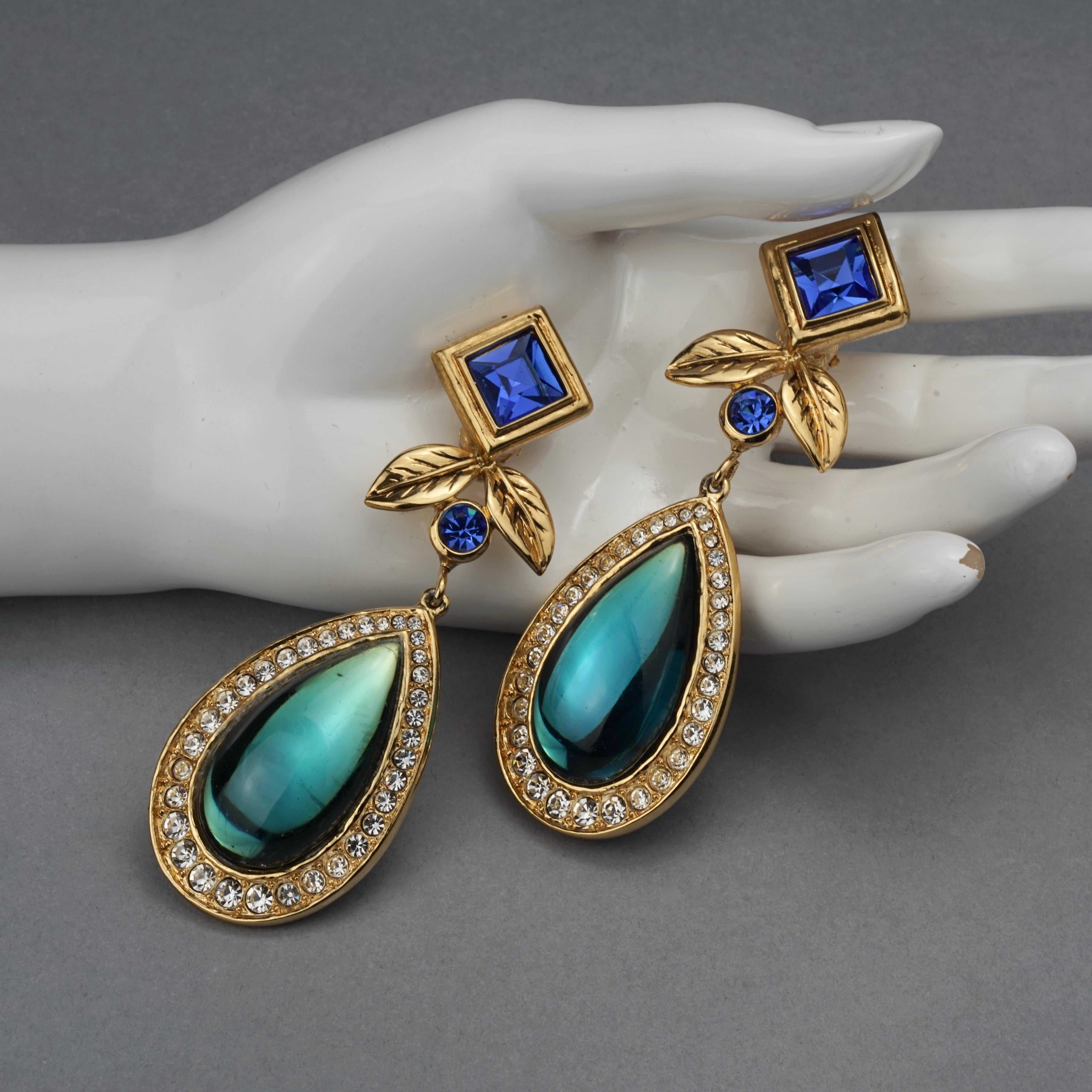 Vintage JEAN LOUIS SCHERRER Geometric Jeweled Drop Earrings For Sale 5