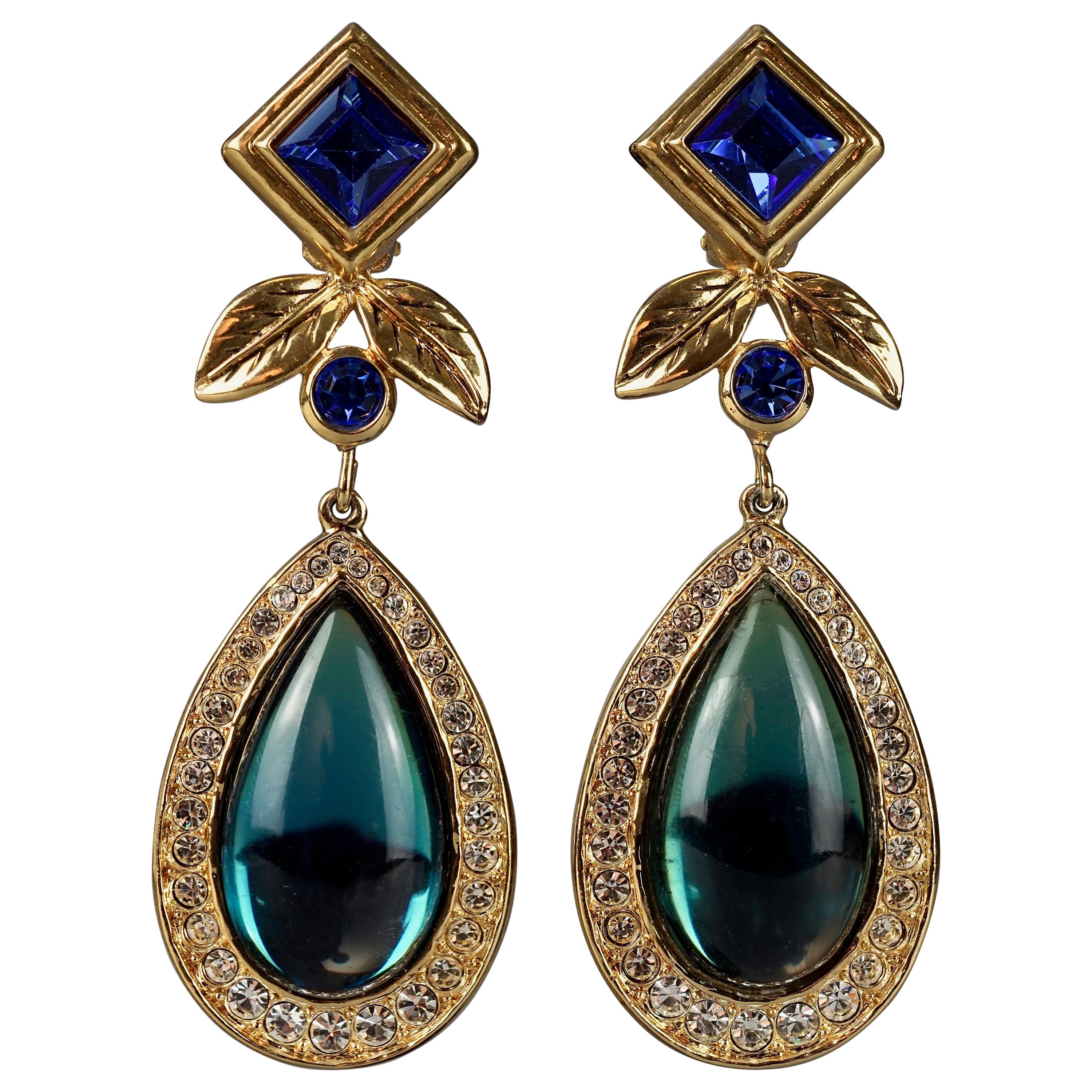 Vintage JEAN LOUIS SCHERRER Geometric Jeweled Drop Earrings For Sale
