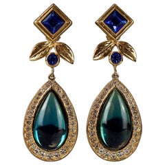 Vintage JEAN LOUIS SCHERRER Geometric Jeweled Drop Earrings