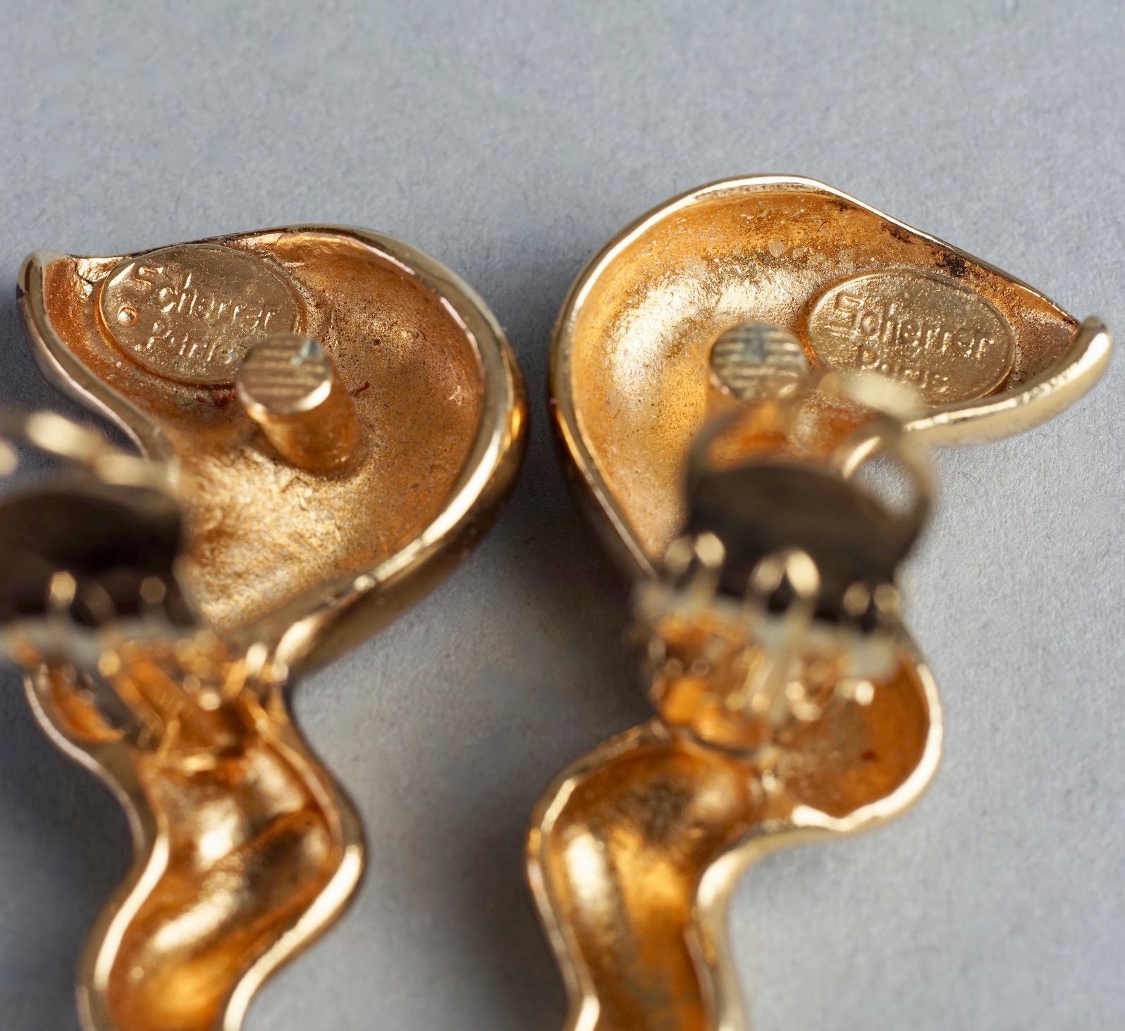 Vintage JEAN LOUIS SCHERRER Gilt Spiral Horn Novelty Earrings For Sale 7