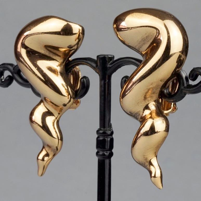 Women's Vintage JEAN LOUIS SCHERRER Gilt Spiral Horn Novelty Earrings For Sale