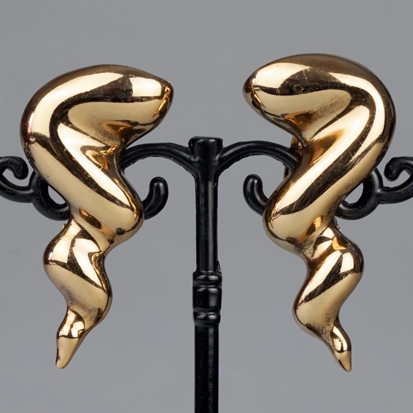 Vintage JEAN LOUIS SCHERRER Gilt Spiral Horn Novelty Earrings For Sale 1