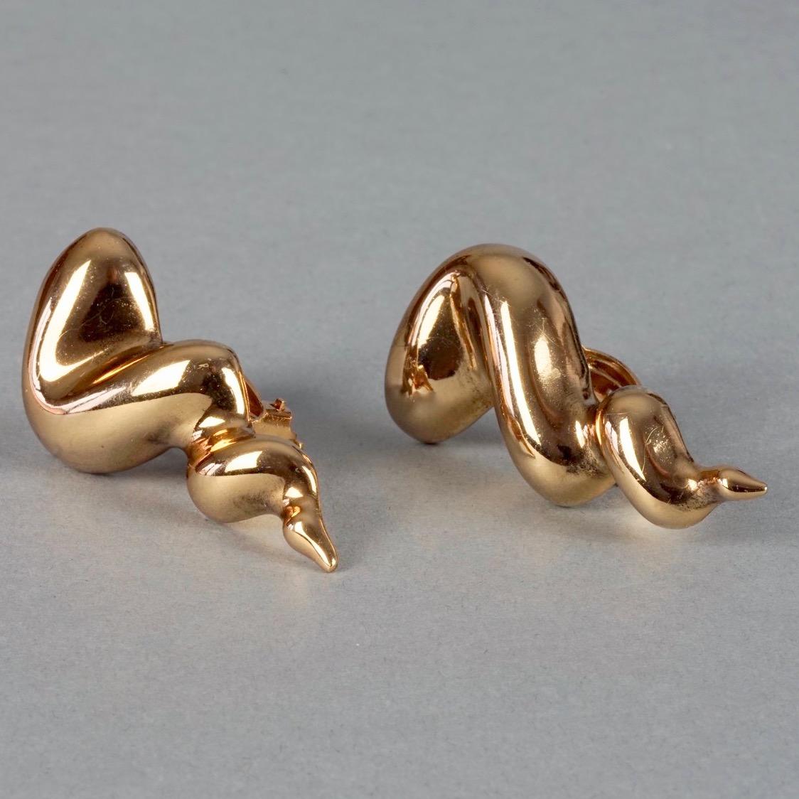 Vintage JEAN LOUIS SCHERRER Gilt Spiral Horn Novelty Earrings For Sale 3
