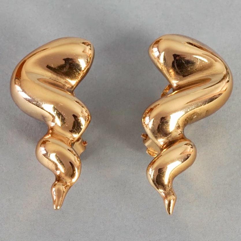 Vintage JEAN LOUIS SCHERRER Gilt Spiral Horn Novelty Earrings For Sale 4