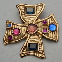 Vintage JEAN LOUIS SCHERRER Jewelled Maltese Cross Pendant