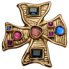 Vintage JEAN LOUIS SCHERRER Jewelled Maltese Cross Pendant