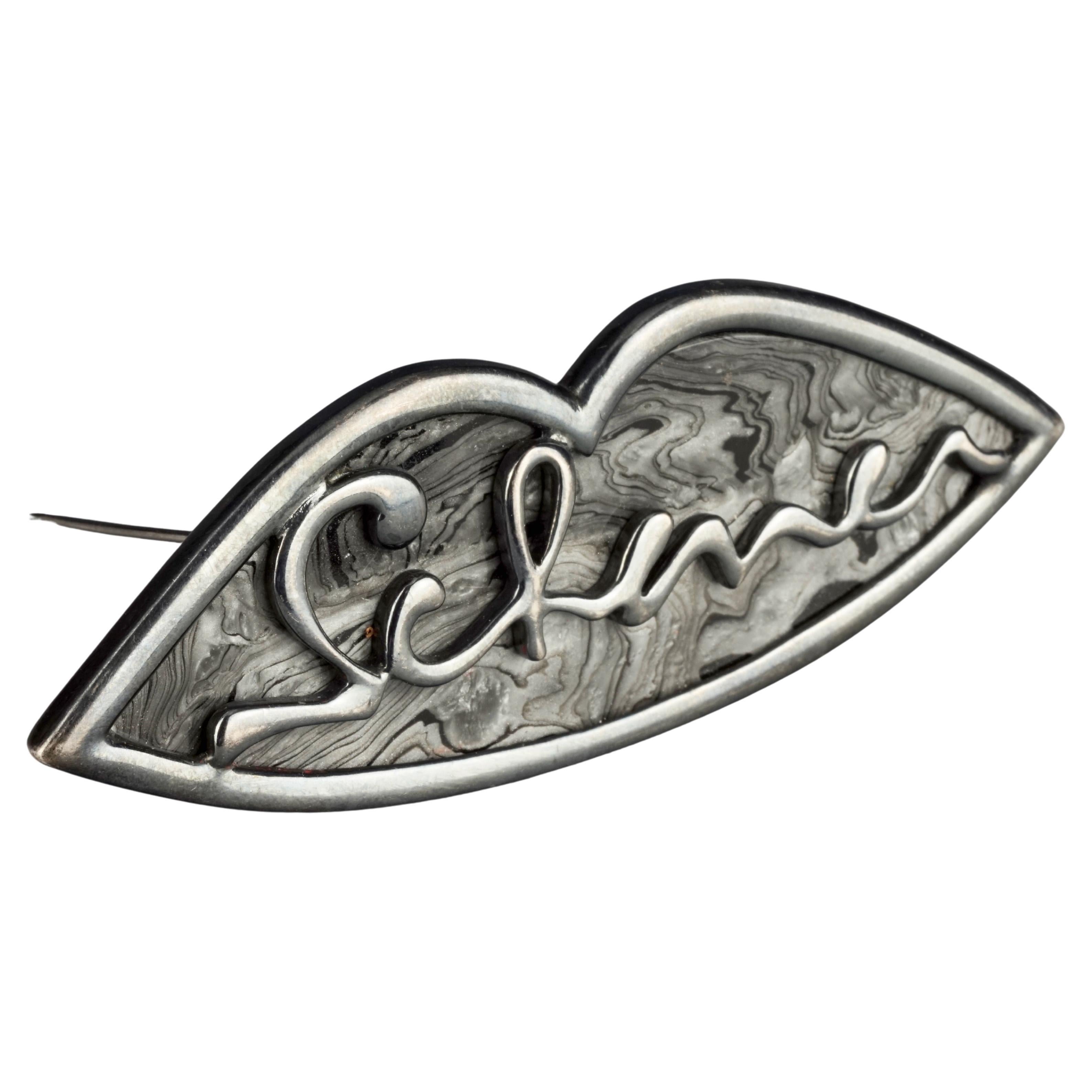 Vintage JEAN LOUIS SCHERRER Lips Signature Logo Brooch For Sale