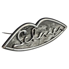 Vintage JEAN LOUIS SCHERRER Lips Signature Logo Brooch