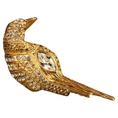 Vintage JEAN LOUIS SCHERRER Rhinestone Bird Brooch