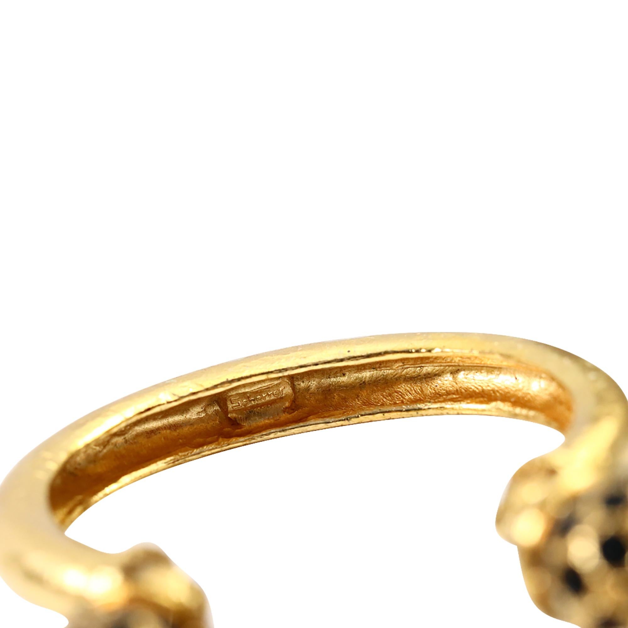 Bracciale vintage Jean-Louis Scherrer a due sfere con pietre nere, circa anni '80 in vendita 3