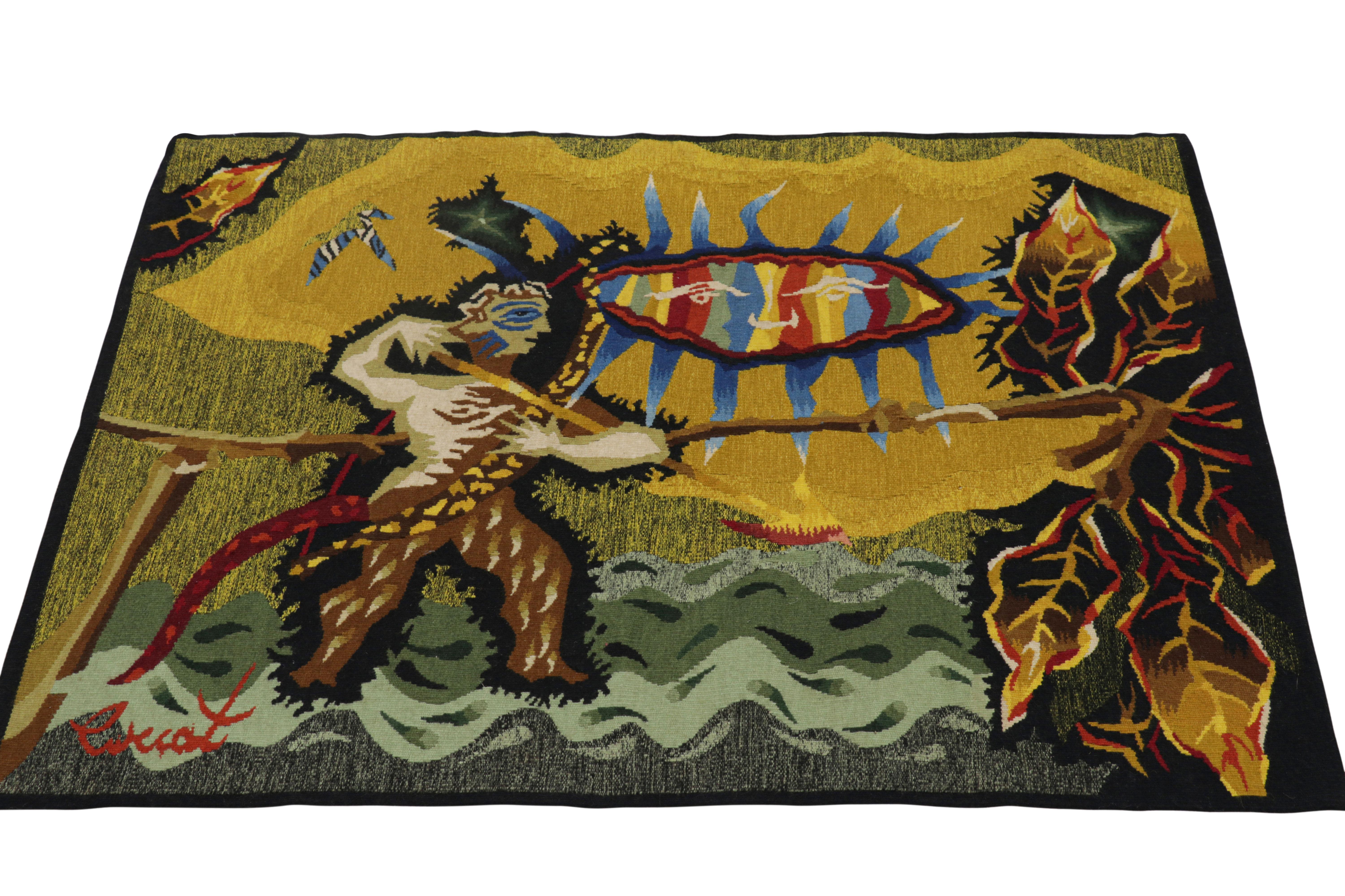 French Vintage Jean Lurcat Pictorial Tapestry “The Bribeur”  Rug & Kilim For Sale