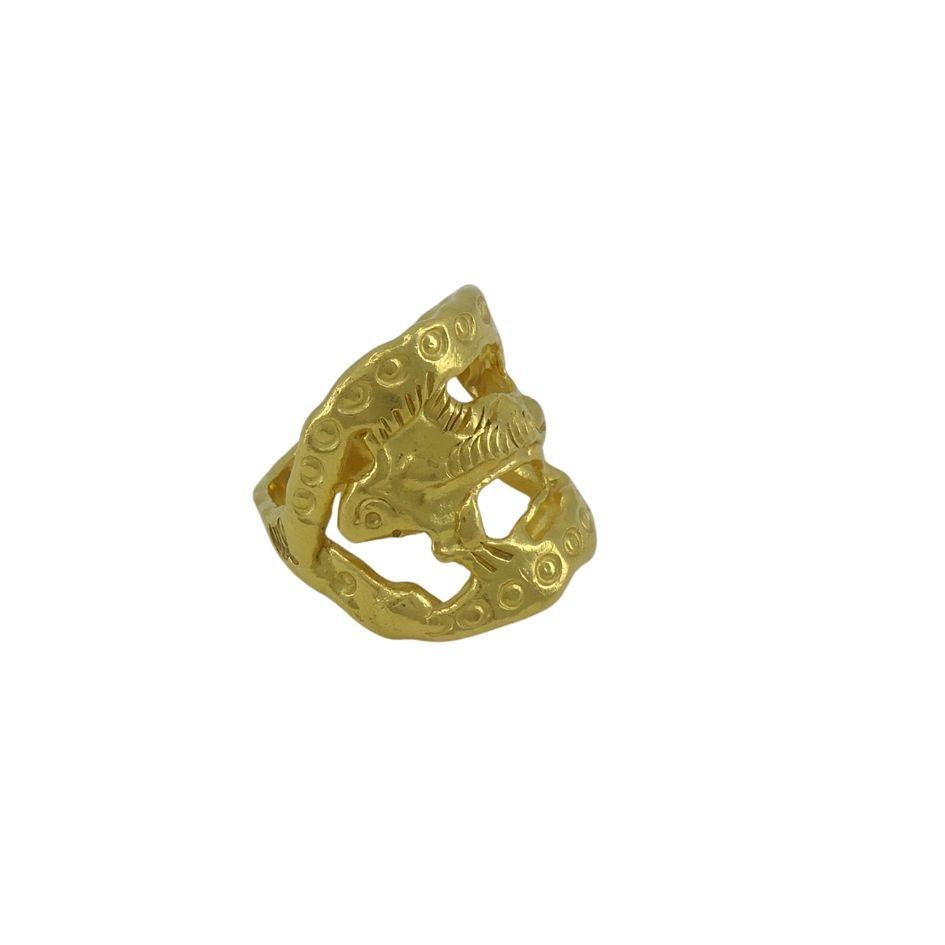 Vintage Jean Mahie 22k Darling Monsters Ring In Excellent Condition For Sale In Beverly Hills, CA