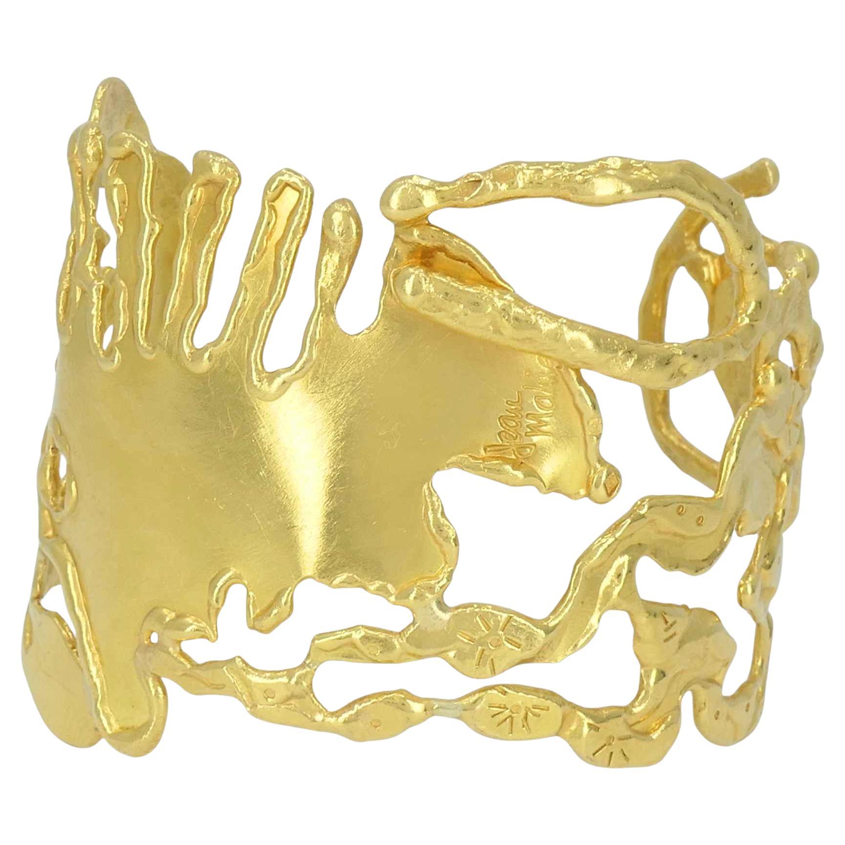 Bracciale scultoreo d
epoca in oro 22k Jean Mahie in vendita