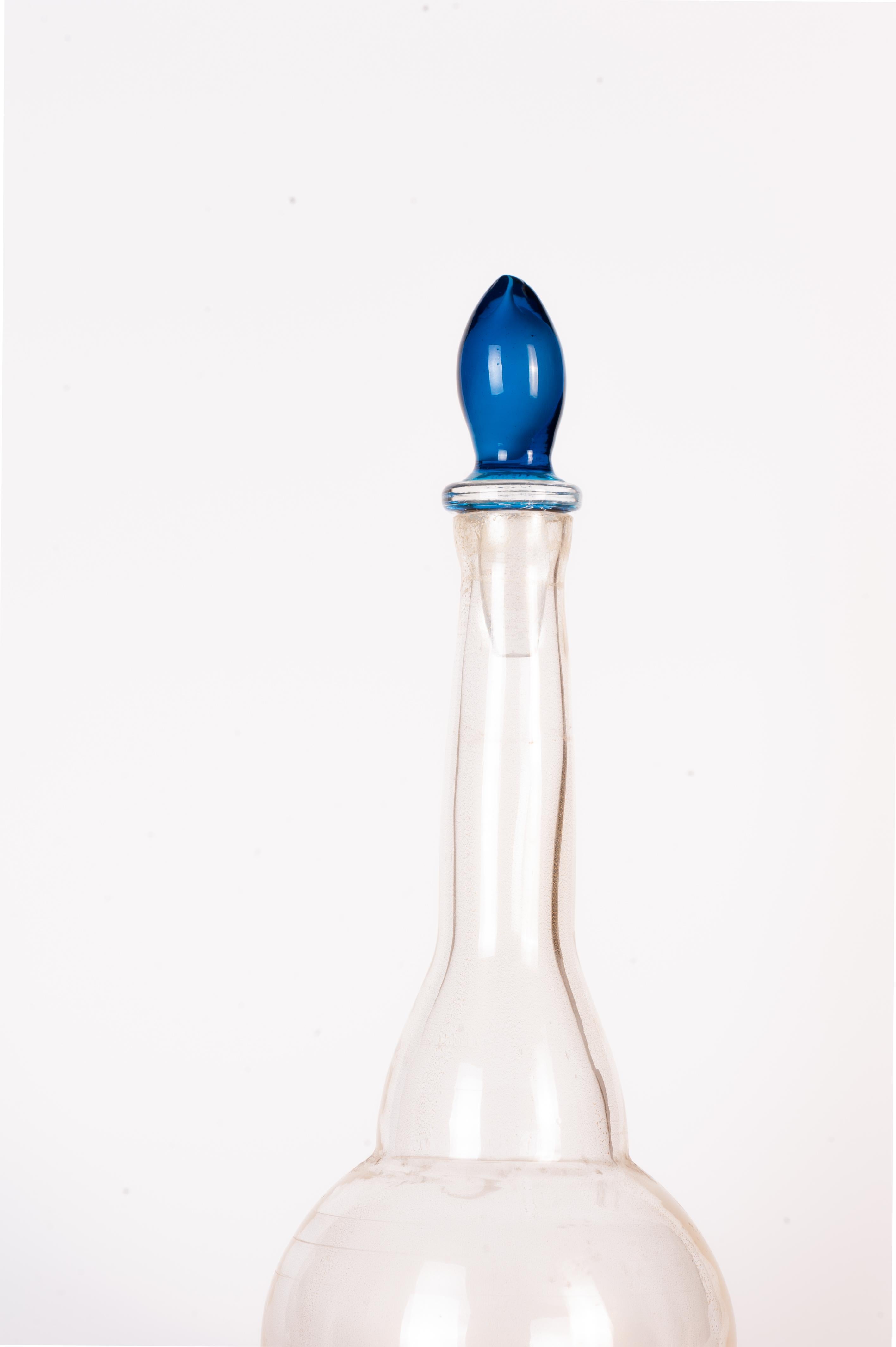 Italian Vintage Jean Mell Glass Bottle, Italy, 1970s For Sale