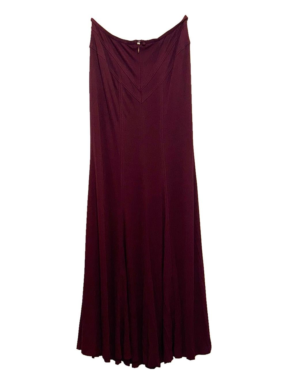 Falda Vintage Jean Muir Berenjena en venta 1