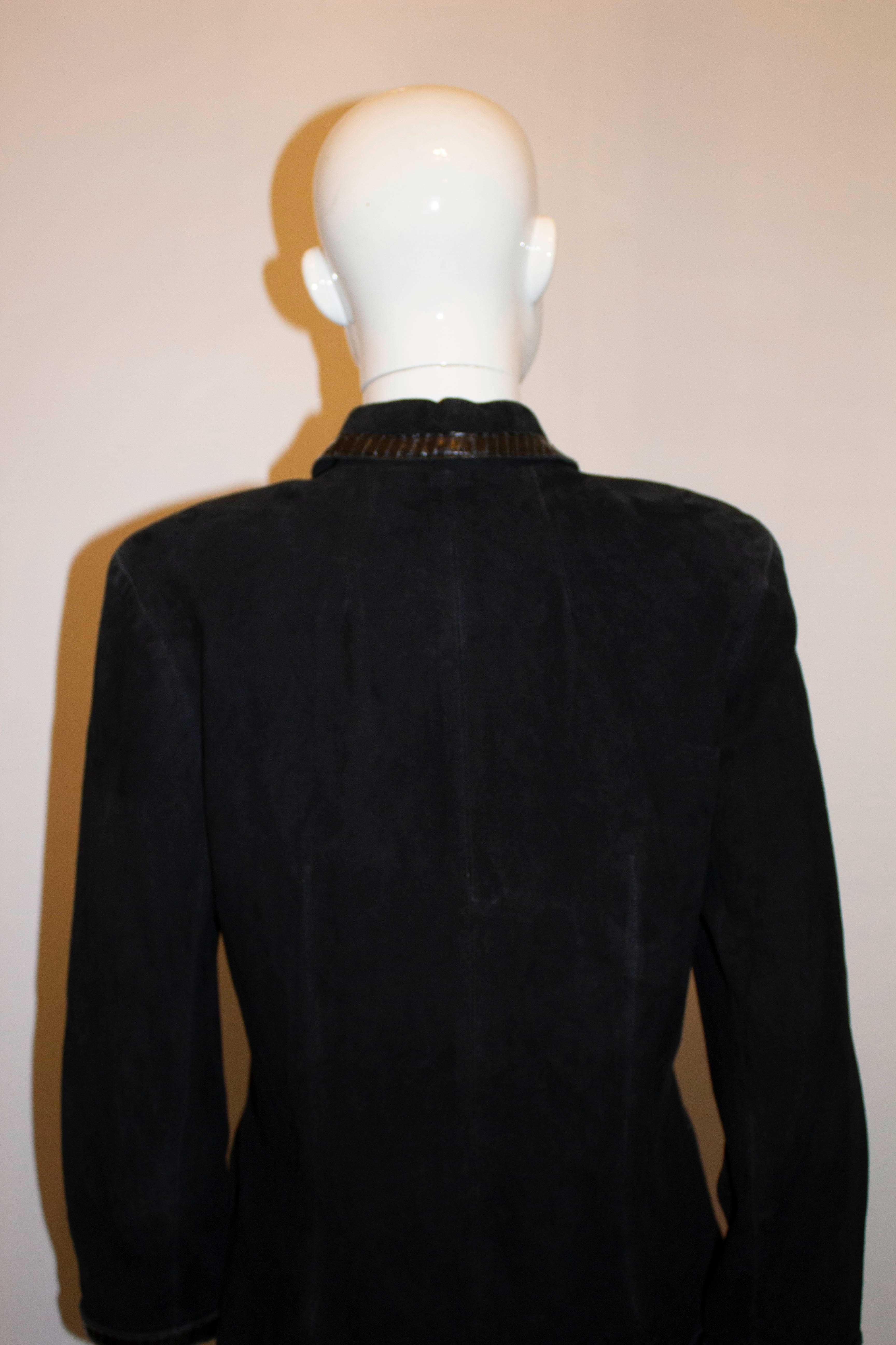 Chaqueta vintage de ante negro Jean Muir Negro en venta