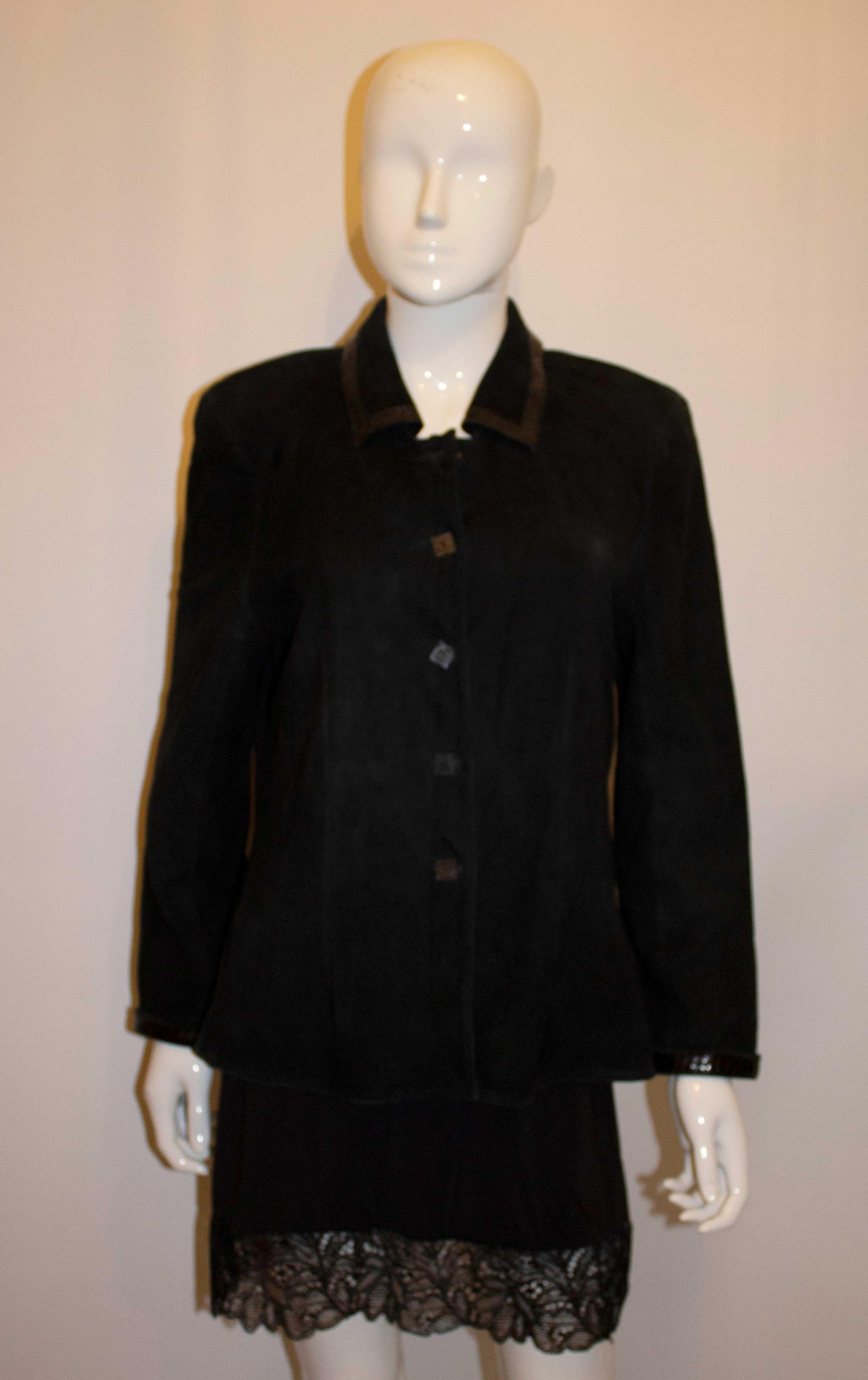 Chaqueta vintage de ante negro Jean Muir en Bueno estado para la venta en London, GB