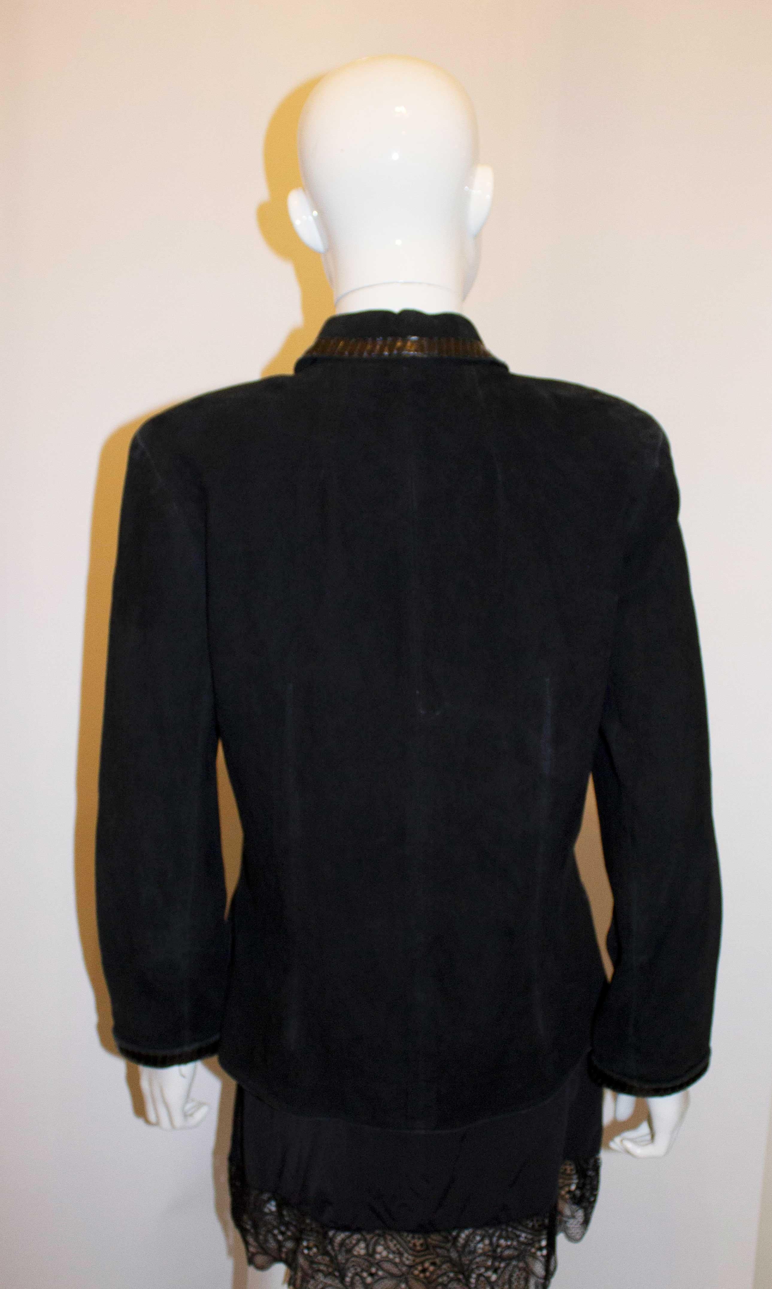 Vintage Jean Muir Black Suede Jacket In Good Condition For Sale In London, GB