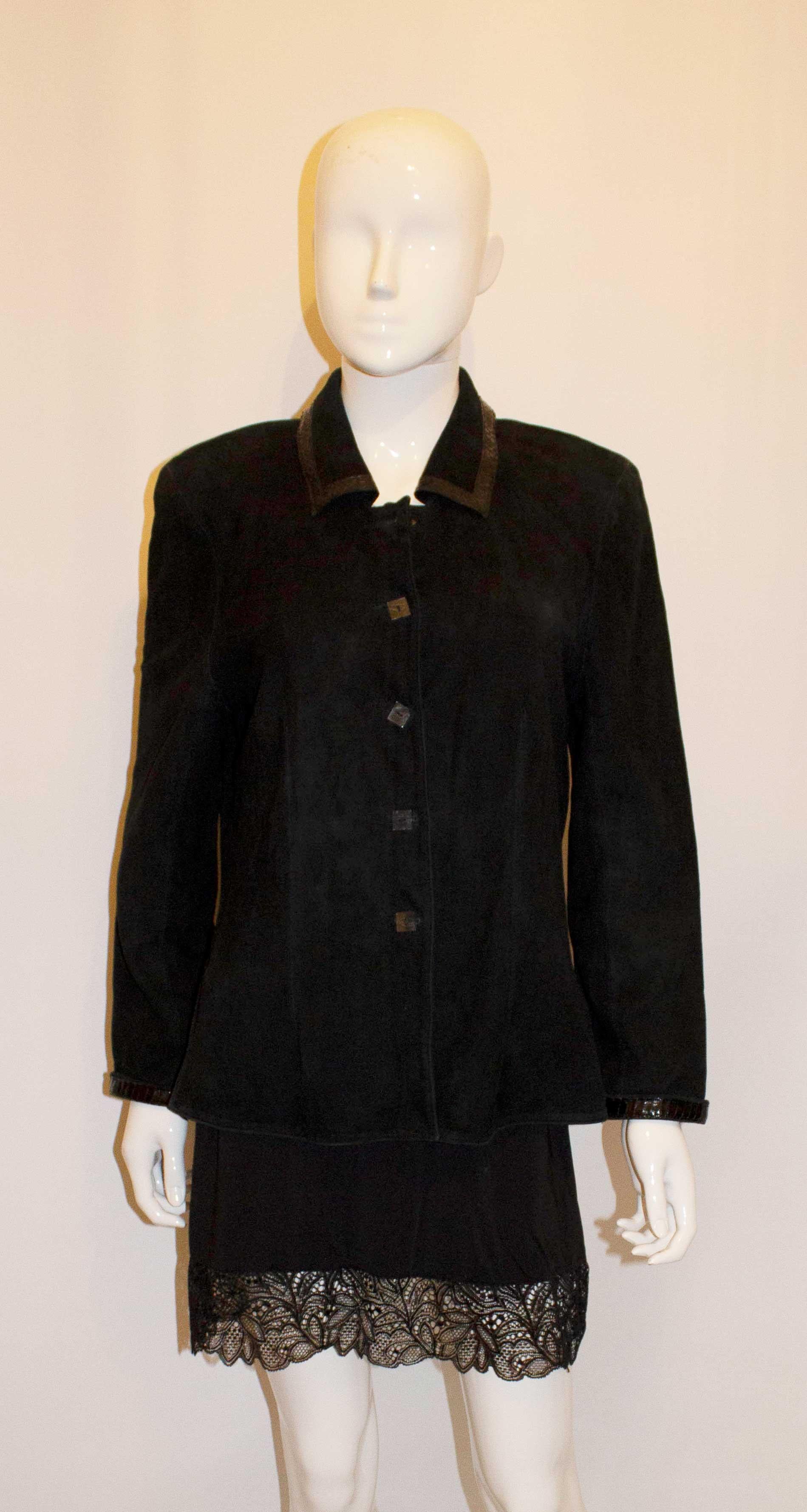 Chaqueta vintage de ante negro Jean Muir en venta 1