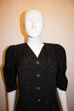 Vintage Jean Muir for Fortnum and Mason Black Dress with Decorative Buttons