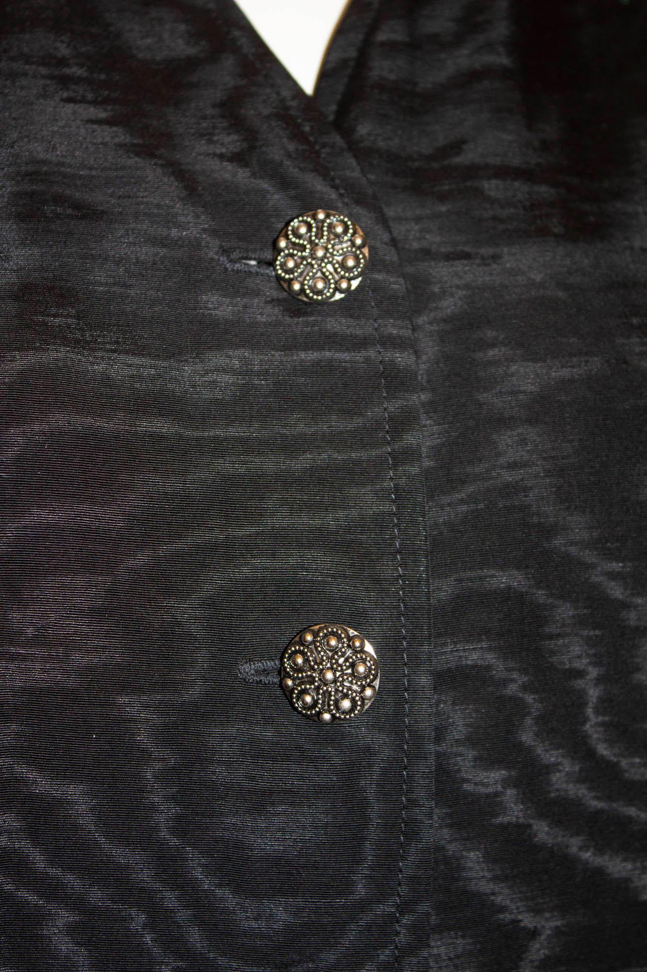 Vintage Jean Muir for Fortnum and Mason Black Dress with Decorative Buttons In Good Condition For Sale In London, GB