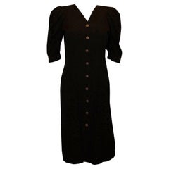 Vintage Jean Muir for Fortnum and Mason Black Dress with Decorative Buttons