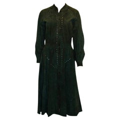 Vintage Jean Muir Green Suede Dress