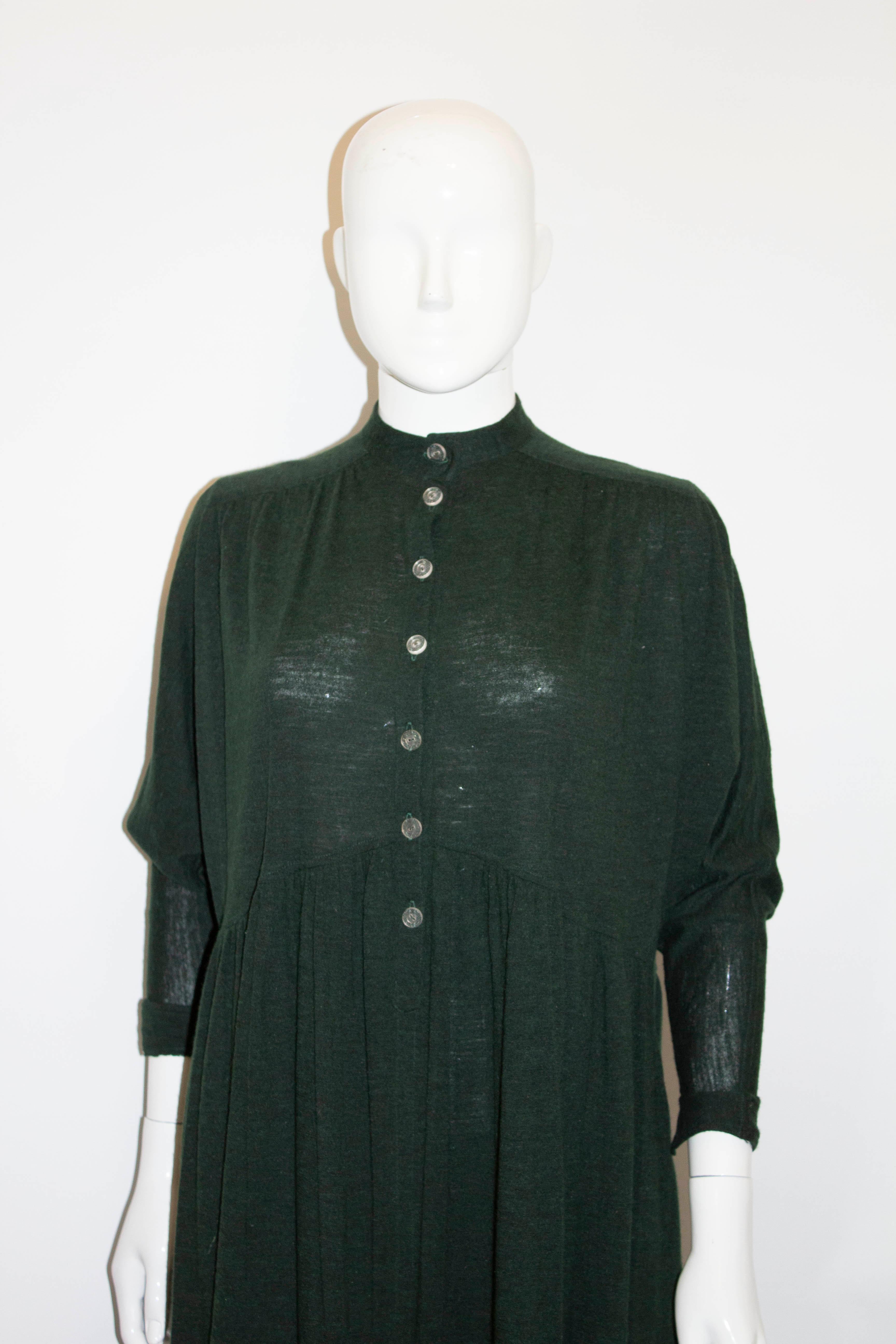 Black Vintage Jean Muir Green Wool Mini  Dress/ Top For Sale