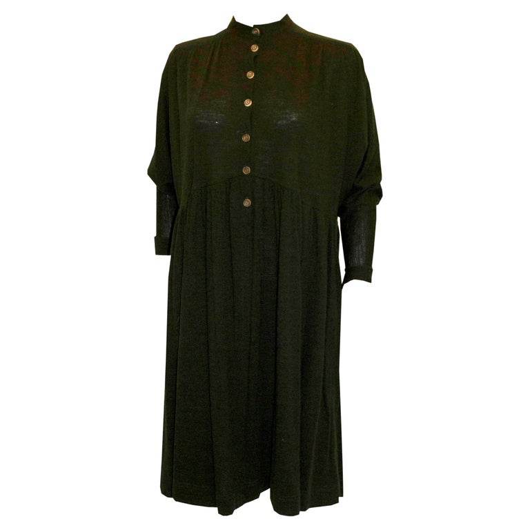 Vintage Jean Muir Green Wool Mini Dress/ Top For Sale at 1stDibs