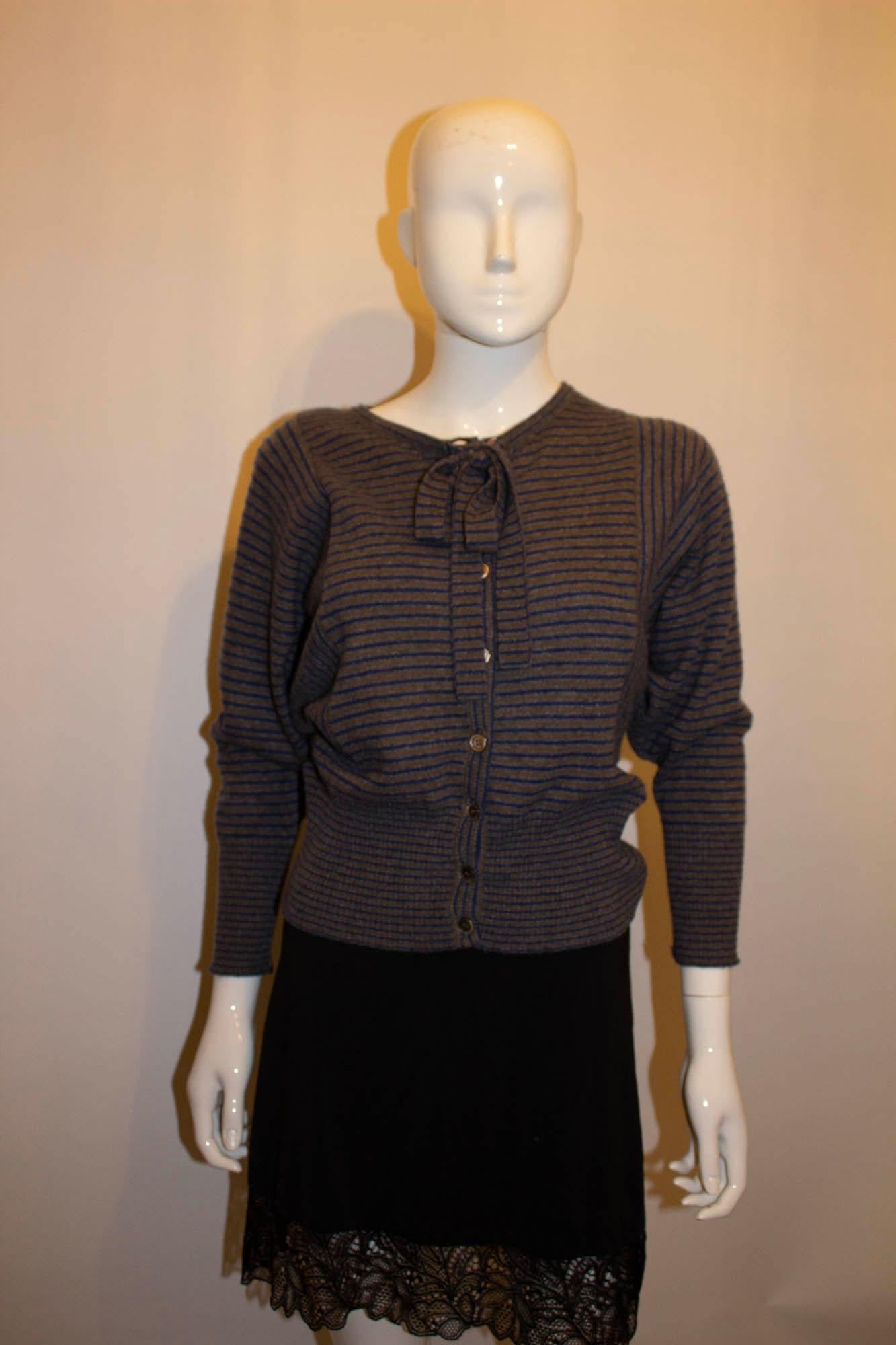 Vintage Jean Muir Mainline Stripe Cashmere Cardigan In Good Condition For Sale In London, GB